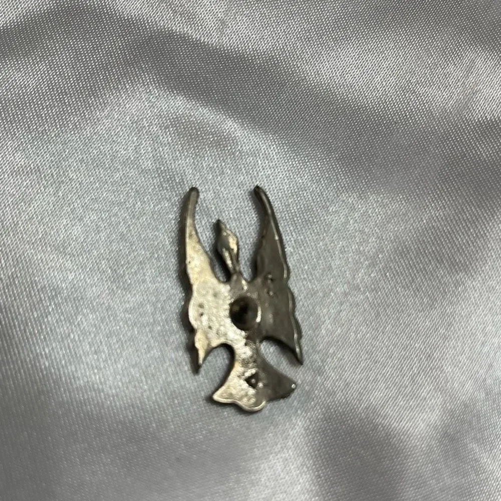 Silver Rain Peyote Bird Phoenix Turquoise & Coral Inlay Brooch Pin